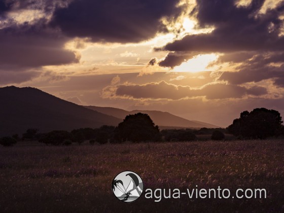 sunddown in Cabañeros National Park - protected landscape in south of Spain