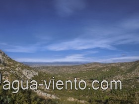 Paragliding Castell de Montgri on Costa Brava in Catalonia - view to Vall Petita