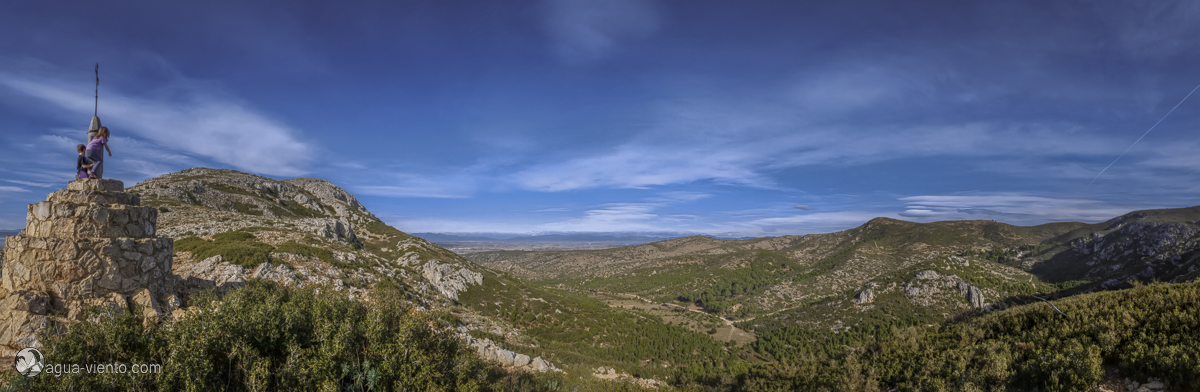 Paragliding Castell de Montgri on Costa Brava in Catalonia - view to Vall Petita