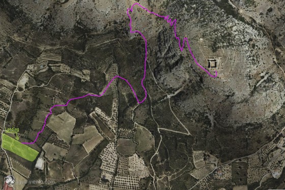 maps from startplace for paraglider on Castell de Montgri on Costa Brava in Catalonia